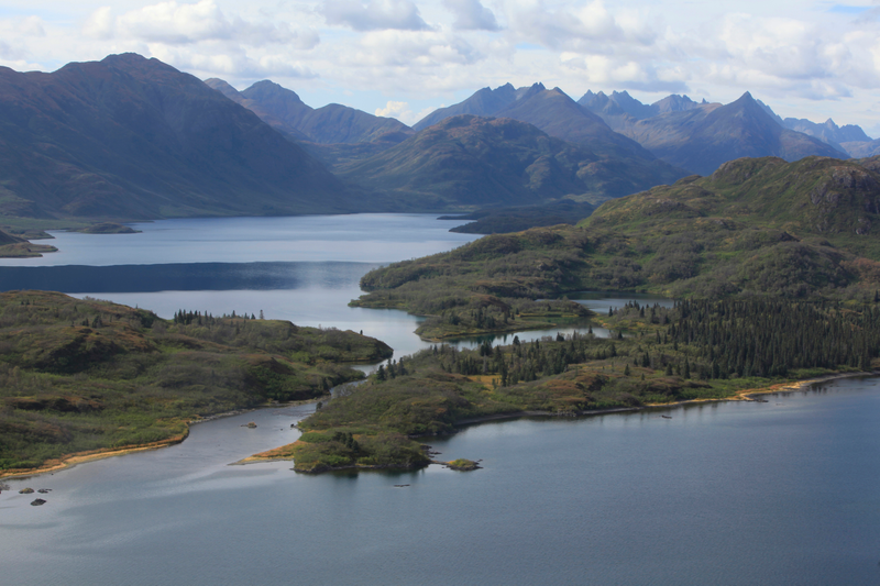 Lake Nerka and Little Togiak Lake in the Wood-Tikchik system, where millions of salmon come every year to spawn. Photo credit: Duncan Sullivan